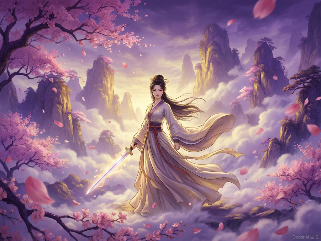 AI漫剧仙侠古风题材作品《青鸾引》封面画面